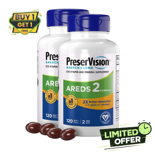 PreserVision AREDS 2 Eye Vitamins – Eye Health Supplement | 120 Vegan Soft Gels | 30%-50% OFF | Single & 2-Pack Bundles