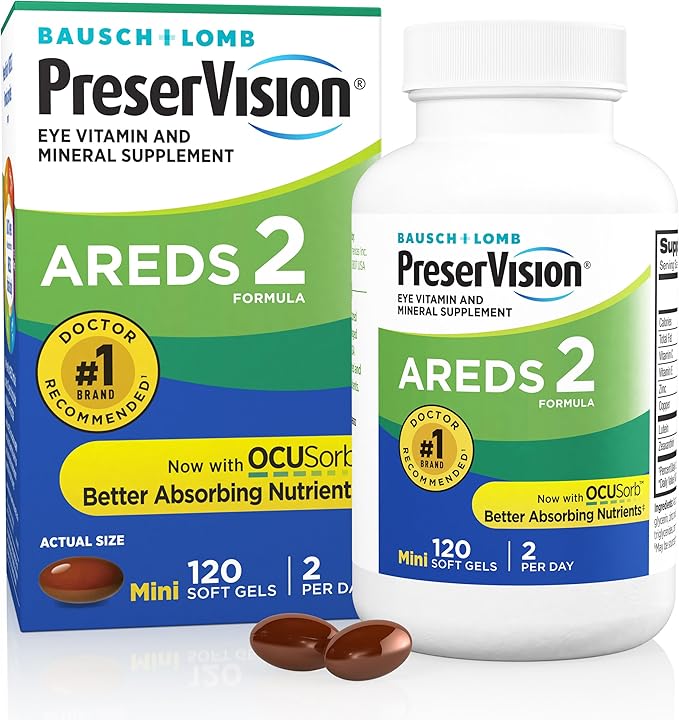 PreserVision AREDS 2 Eye Vitamins 120 Mini Soft Gels | Eye Health Supplement